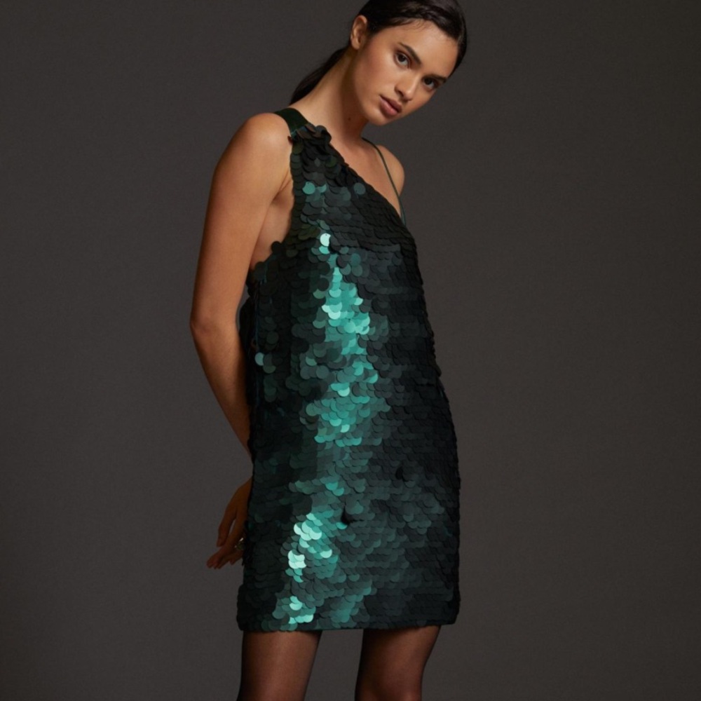 green sequin dress